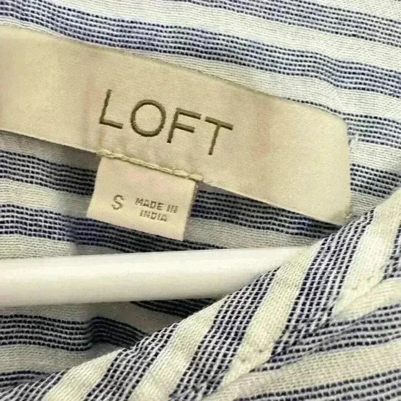 Ann Taylor LOFT Striped Blue White Long Sleeve Top Blouse Size Small - Picture 4 of 8